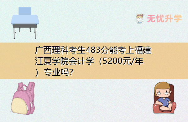 广西理科考生483分能考上福建江夏学院会计学（5200元/年）专业吗？